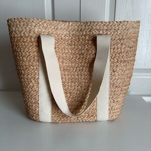 J Crew Tan Woven Tote / Beach Bag Women’s NWT